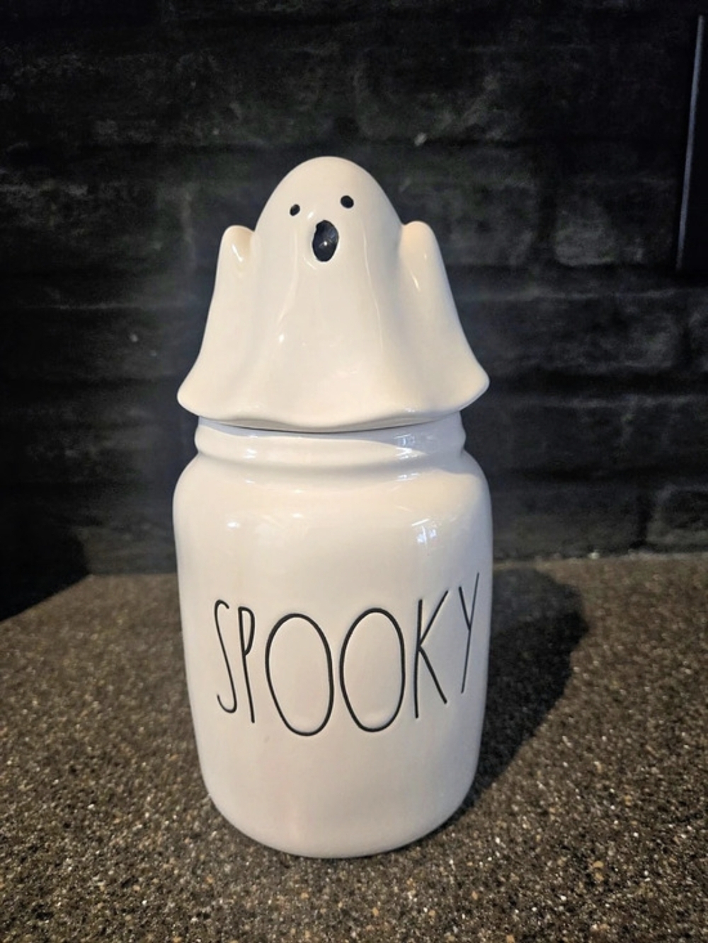 Rae Dunn Spooky ghost canister White Halloween Canister